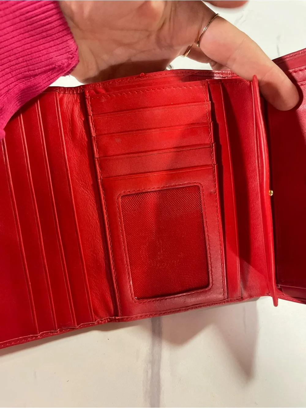 CHANEL Red Quilted Leather Wallet with Gold CC Emblem
